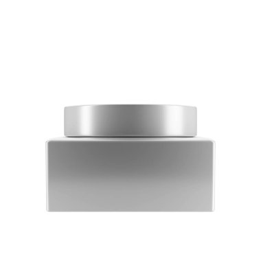 Beyaz arkaplandaki dikdörtgen yuvarlak dudak kremi kavanozunun çalışma yolu vardır. Reklam tabelaları. Ürün tasarımı. Ürün satışları. Ürün kodu.