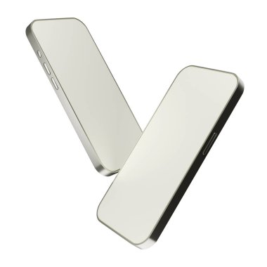 Beyaz arkaplandaki telefon modeli 3D çalışma yolu. Reklam tabelaları. Ürün tasarımı. Ürün satışları. Ürün kodu.