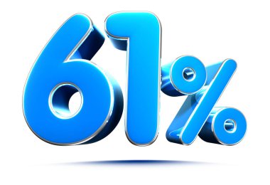 Beyaz arkaplandaki Gökyüzü Mavisi 61% 3d illüstrasyon tabelaları iş yoluna sahip. Özel Teklif% 61 indirim etiketi. Reklam tabelaları. Ürün tasarımı. Ürün satışları.