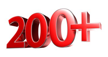 Beyaz zemin üzerinde 200 + kırmızı 3D illüstrasyon çalışma yoluna sahiptir. Reklam tabelaları. Ürün tasarımı. Ürün satışları. Ürün kodu.