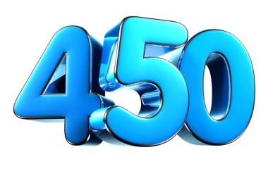 Mavi numara 450 3D görüntü. Reklam tabelaları, ürün tasarımı, ürün satışları..