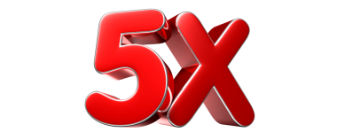 5x kırmızı 3D çizim. Reklam tabelaları. Ürün tasarımı. Ürün satışları.