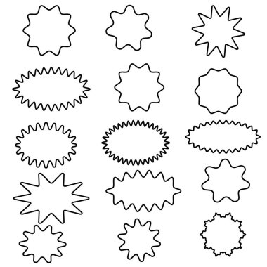 İzole edilmiş siyah çizgi formları kümesi.