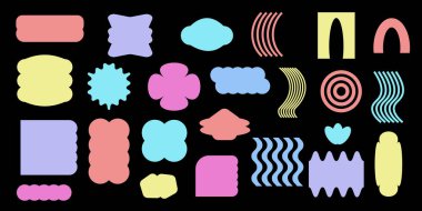 Renkli özgür formlar dizisi izole edildi.