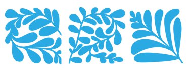 Boho mavi yaprakları. Poster ve kart için..