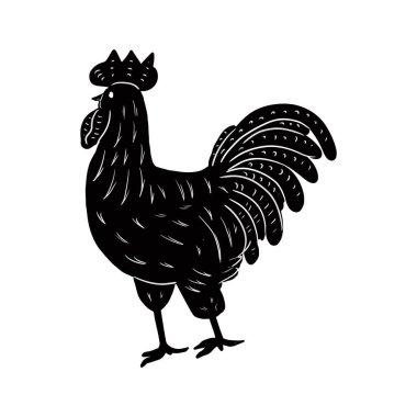 Siyah renkli horoz çizgisi. Grafik biçimi.