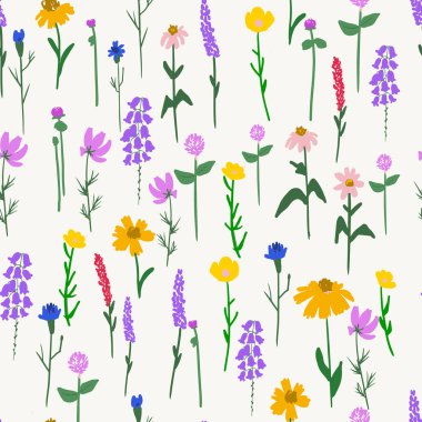 kır çiçekleri ile Seamless Modeli.