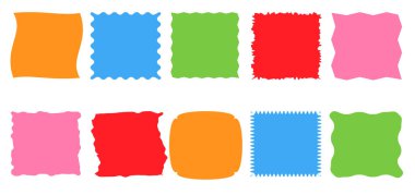 Karalamalar ayarlandı. Sarsılan kenarlar, retro deniztarağı çerçeveleri, psikedelik kareler, harika şekiller. 