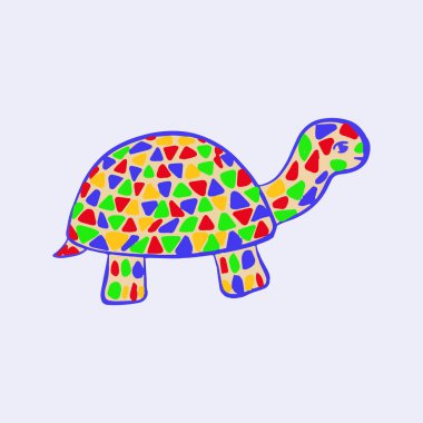 Turtle wulticolored isolated, animal in bright colors clipart