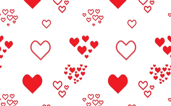 Kusursuz desenli kırmızı kalpler, çizgi sanatı, düz tasarım. Ambalaj kağıdı için iyi..