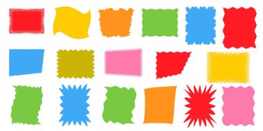 Karalamalar ayarlandı. Sarsılan kenarlar, retro deniztarağı çerçeveleri, psikedelik formlar, harika şekiller.