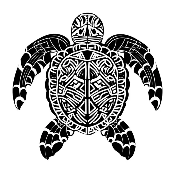 Etnik maoru kaplumbağa yassı vektör izole, kabile polinezyası hayvanı.