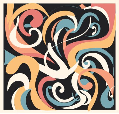 soyut kabile süsü, polinezya etkileri, sanat deco zarafet parlak renk vektörü düz