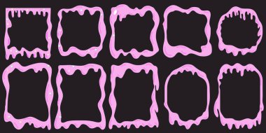 Şekerleme serpiştirilmiş pembe şeker damlaları. Şekerli akarsular, parlak eritilmiş doku şekerlemesi tasarım elementi..