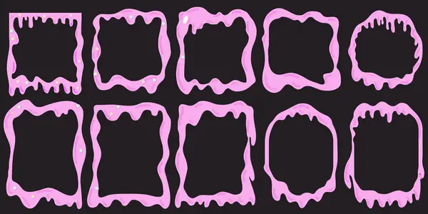 Şekerleme serpiştirilmiş pembe şeker damlaları. Şekerli akarsular, parlak eritilmiş doku şekerlemesi tasarım elementi..