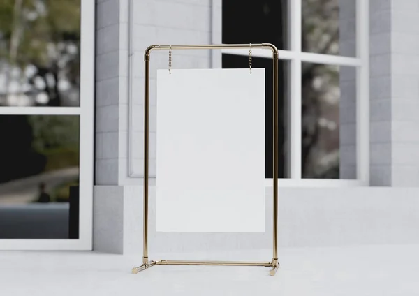 Beyaz Düğün Kurulu, hoş geldiniz tabelası Mockup, açık hava. Selamlama şablonu.