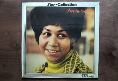 Lublin, Polonya. 18 Ocak 2023. Aretha Franklin Star Tahta Masa Koleksiyonu Rekoru