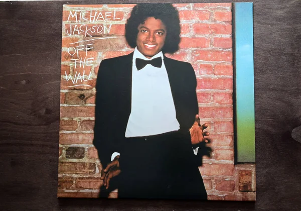 Lublin, Poland. 18 January 2023. Michael Jackson Off the Wall long play on dark wooden table