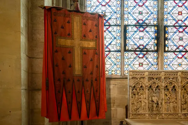 stock image Oriflamme the sacred battle standard of the King of France and a symbol of divine intervention on the battlefield from God and Saint Denis in the Middle Ages.