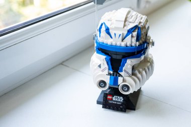 Lublin, Polonya, 02 Eylül 2024 Lego yapı taşları, bir Star Wars fanatiği tarafından bir araya getirildi.