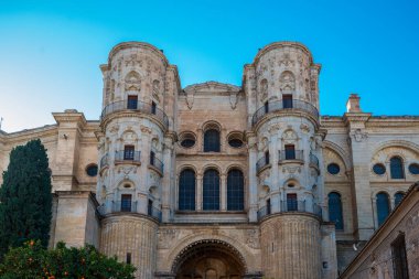 Malaga, İspanya, 28 Aralık 2024 Malaga katedralinin tarihi simgesi