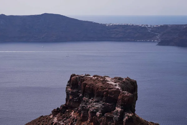 Vue Aérienne Rocher Skaros Île Santorin Grèce Falaises Caldera — Photo