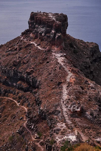 Αεροφωτογραφία Του Skaros Rock Στη Σαντορίνη Ελλάδα Caldera Cliffs — Φωτογραφία Αρχείου
