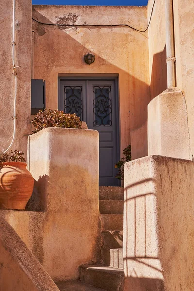 Traditionele Griekse Oude Huizen Pyrgos Village Santorini Island Griekenland — Stockfoto