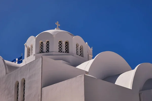 Ευαγγελισμός Της Θεοτόκου Λευκός Θόλος Και Καμπαναριό Emporio Village Santorini — Φωτογραφία Αρχείου