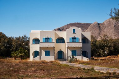 Geleneksel Yunan Evleri - Perissa Plaj Köyü, Santorini Adası, Yunanistan