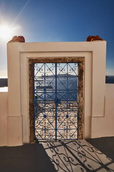Wooden Door Entrance Hotel Fira Santorini Island Greece Travel Destination — 스톡 사진