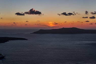Santorini Adası, Yunanistan 'da Günbatımı - Yaz, İstikamet, Romantik, Ege Denizi