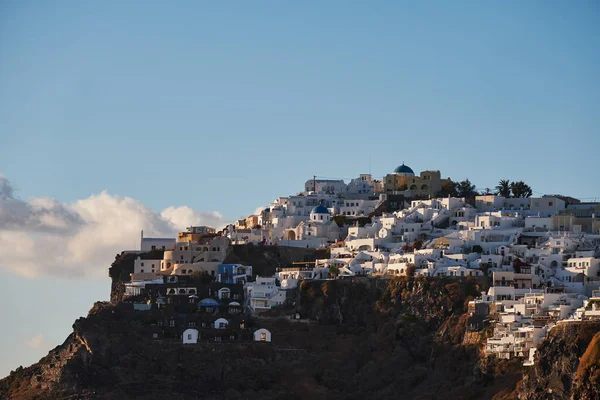 Vue Aérienne Panoramique Village Imerovigli Rocher Skaros Dans Île Santorin — Photo