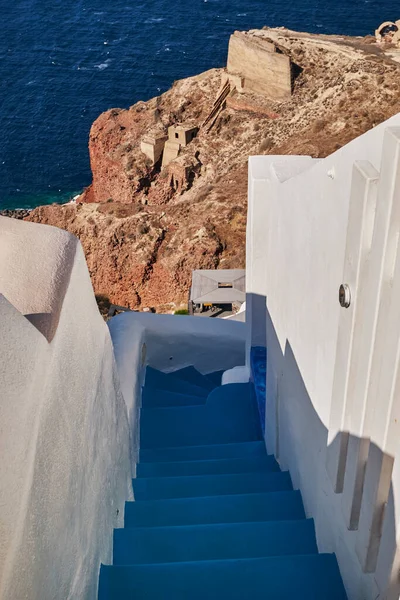 Casa Branca Com Escadas Oia Village Santorini Grécia Arquitetura Limpo — Fotografia de Stock