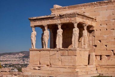 The Caryatid porch of the Erechtheion in Athens, Greece