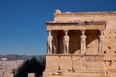 The Caryatid porch of the Erechtheion in Athens, Greece