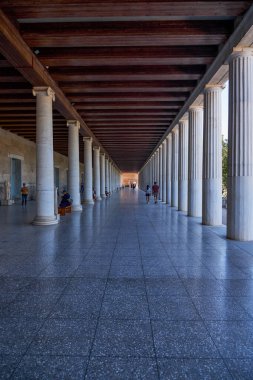 Stoa of Attalos - covered walkway or portico in the Agora of Athens, Greece