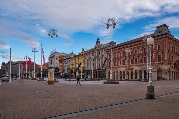 Zagreb Hırvatistan Josip Jelaciç Ana Meydanı — Stok fotoğraf