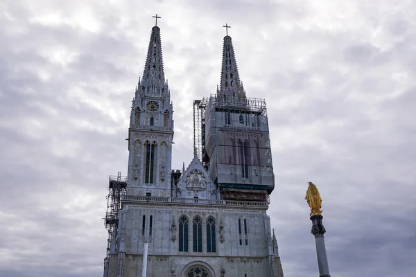 Kathedraal Van Zagreb Kroatië Gotische Rooms Katholieke Kerk Gelegen Kaptol — Stockfoto