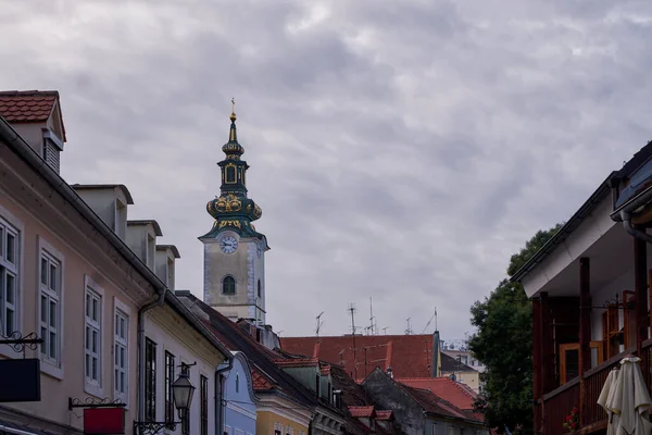 Crkva Ile Tkalciceva Caddesi Zagreb Deki Marije Kulesi Ünlü Sokak — Stok fotoğraf