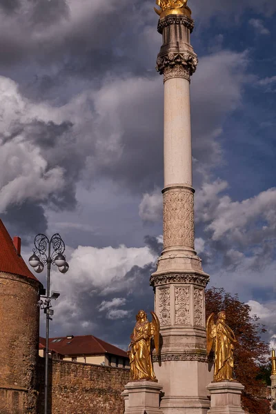 Monument Över Antagandet Jungfru Maria Framför Katedralen Zagreb Kroatien Gotisk — Stockfoto