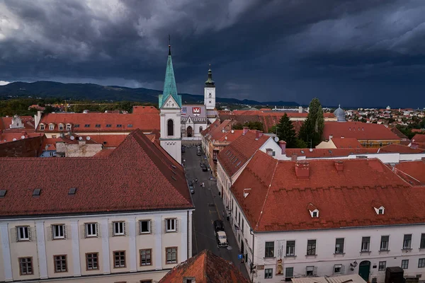 Hırvatistan Lotrscak Kulesinden Zagreb Hava Panorama Manzarası — Stok fotoğraf