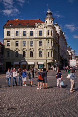 Slovenya 'nın Eski Ljubljana kasabasındaki Güzel Binalar