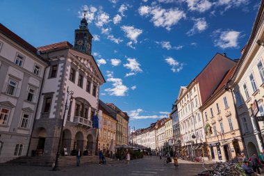 Slovenya, Ljubljana 'daki Belediye Binası ve Robbov Vodnjak Çeşmesi