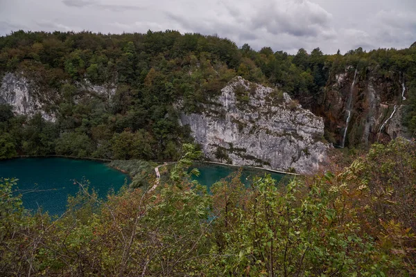 Luftaufnahme Des Nationalparks Plitvicer Seen Und Der Wasserfälle Kroatien — Stockfoto