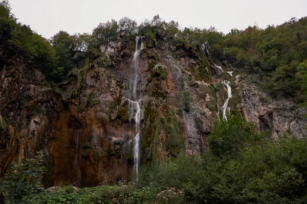 Veliki Slap Great Waterfall Στο Εθνικό Πάρκο Plitvice Lakes Κροατία — Φωτογραφία Αρχείου