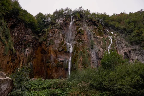 Veliki Slap Великий Водоспад Національному Парку Озер Плітвіце Хорватія — стокове фото