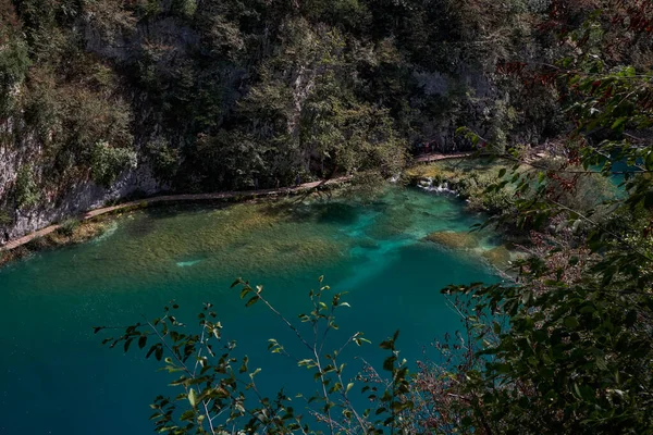 Plitvice湖国家公园美丽的翡翠水域 克罗地亚 — 图库照片