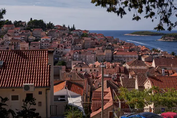 Panoramatický Výhled Krásné Moře Městě Hvar Chorvatsko Royalty Free Stock Obrázky