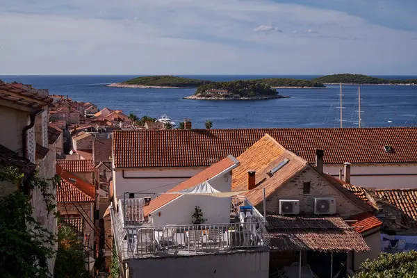 Panoramatický Výhled Krásné Moře Městě Hvar Chorvatsko Royalty Free Stock Obrázky